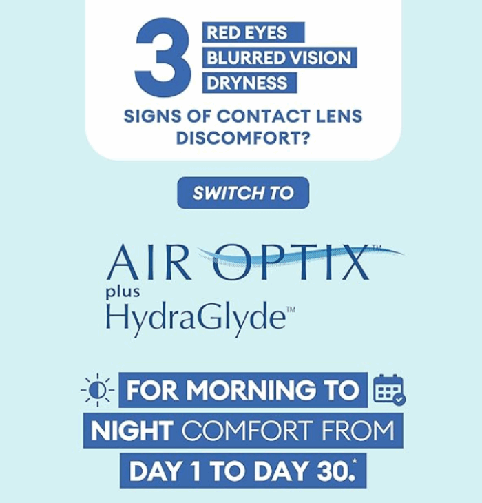 ALCON Air Optic Plus Hydraglyde Monthly Disposable Lenses (Pack of 6 Lenses) - Image 3