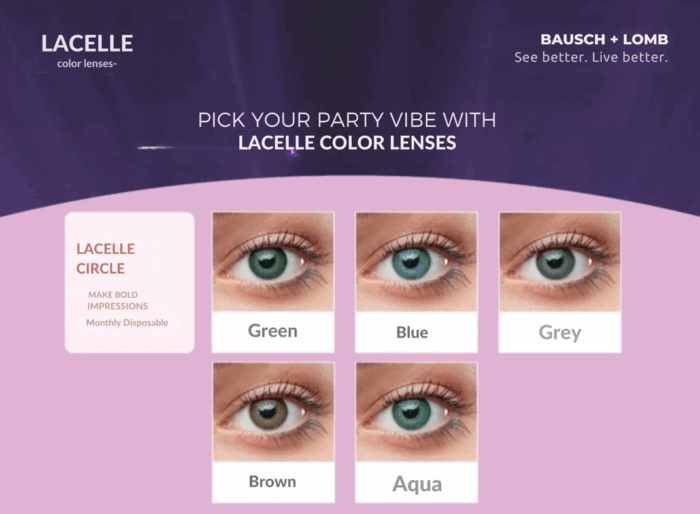 Bausch & Lomb Lacelle Circle Color Contact Lens | with Power | Monthly Disposable | Spherical | Hydrogel Material | (Pack of 1) - Image 2