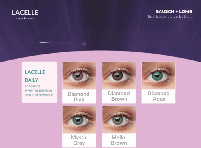Bausch & Lomb Lacelle Natural Look Color Contact Lens | with Power | Quarterly Disposable | Hydrogel Material | (Pack of 1) - Image 2