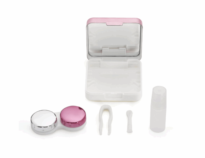Elivate Contact Lens Case Container Kit with Mirror Pink - Image 2