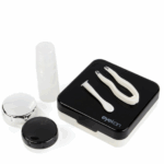 Elivate Contact Lens Case Container Kit with Mirror Black