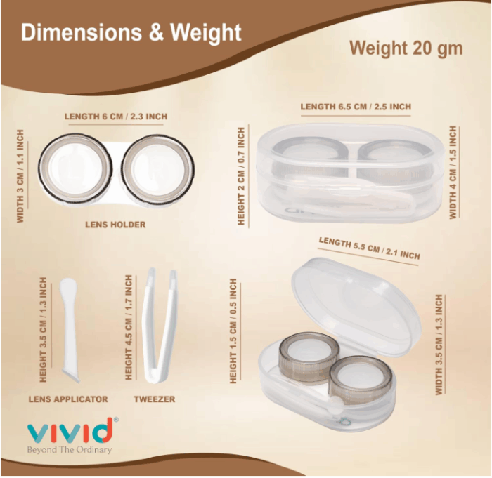 Elivate's Portable Mini Contact Lens Case Travel Kit with Tweezers & Remover Tool – Cute Design Eye Box Holder for Storage, Daily & Outdoor Use Rectangle LC-3051-Black - Image 5