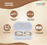 Elivate's Portable Mini Contact Lens Case Travel Kit with Tweezers & Remover Tool – Cute Design Eye Box Holder for Storage, Daily & Outdoor Use Rectangle LC-3051-Black - Image 3
