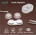 Elivate's Portable Mini Contact Lens Case Travel Kit with Tweezers & Remover Tool – Cute Design Eye Box Holder for Storage, Daily & Outdoor Use Rectangle LC-3051-Black - Image 2